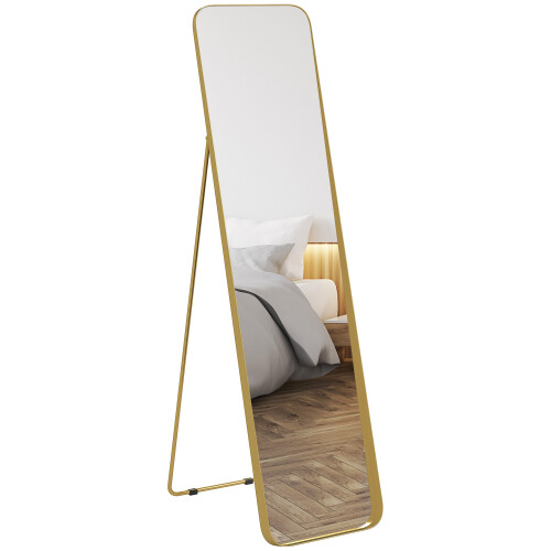 Homcom HOMCOM Rectangular Full Length Mirror for Bedroom, 40 x 160 cm, Gold Tone 1