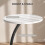 Homcom HOMCOM C Shaped Side Table, Round Bedside Table w/ Marble Effect Top, White 6