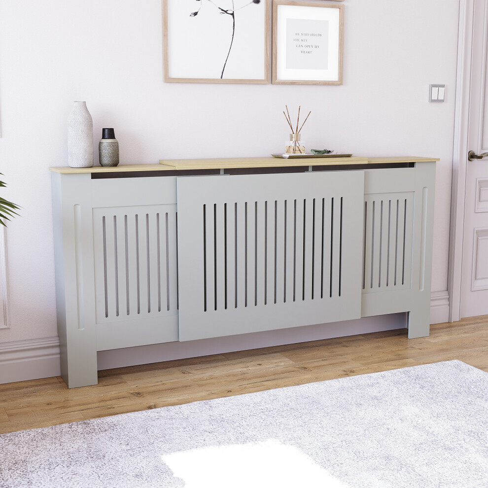 (Adjustable) Arlington Radiator Cover Heating Cabinet Grey Oak