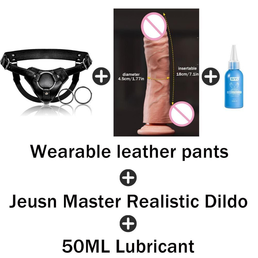 (Master Combine) Strap On Dildo Harness Sex For Bdsm, High-quality Wearable Leather Pants Men Pegging Dildo, Adjustable Belt Multiple Sizes Rings