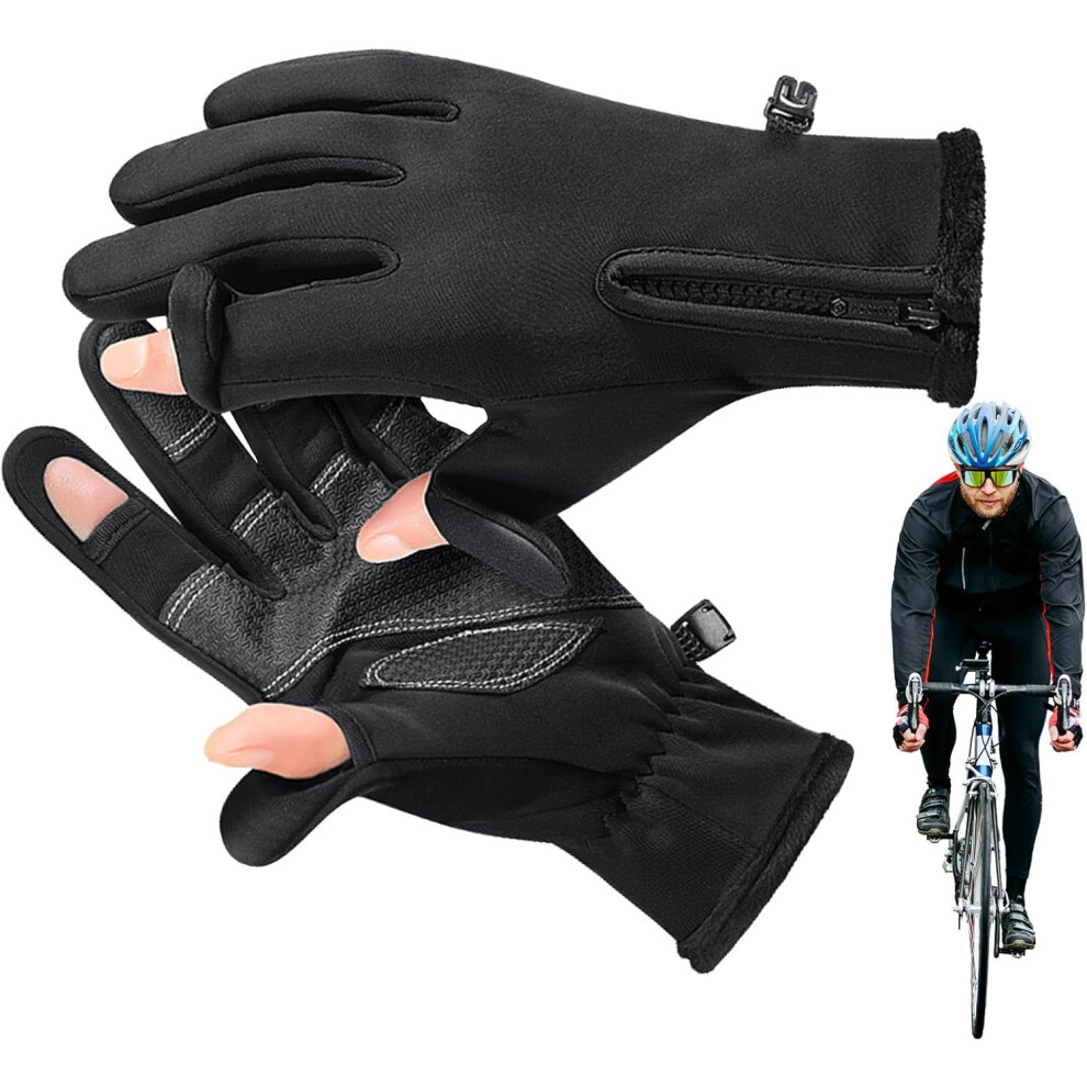 (l) Windproof running mittens, waterproof warm mittens, waterproof winter cycling gloves, windproof autumn mittens, wear-resistant mittens for walking