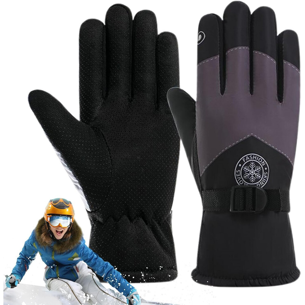 (black gray) Warm Gloves for Men | Waterproof Gloves with Screen Touching,Windproof Warm Snow Gloves, Skiing Cycling Winter Warm Gloves for Women and Men