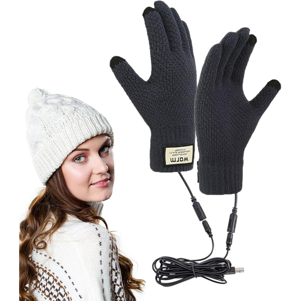 Winter Gloves USB Heated - USB Heated, Warm, Windproof, Elastic Gloves, Non-Slip Heating Gloves, Warm Hands, Thermal Gloves for Hiking, Driving,