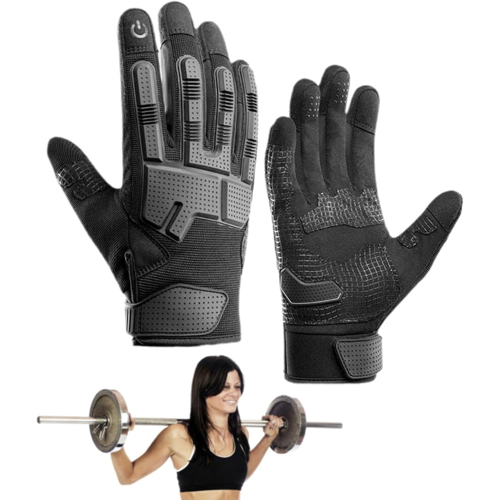 (M, Black) Gloves - Spring Biking Gloves 1 Pair - Men Spring Cycling Gloves, Outdoor Sports Running Motorcycle Touchscreen Gloves, Non-slip Full Fingers Gloves