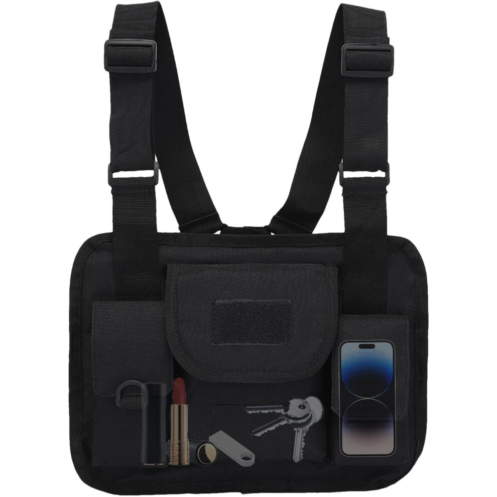 Chest Fanny Pack - Running Chest Bag Chest Pouch,Fashionable Travel Chest Pack, Chest Vest, Adjustable Front Pack for Workouts, Cycling & Hiking