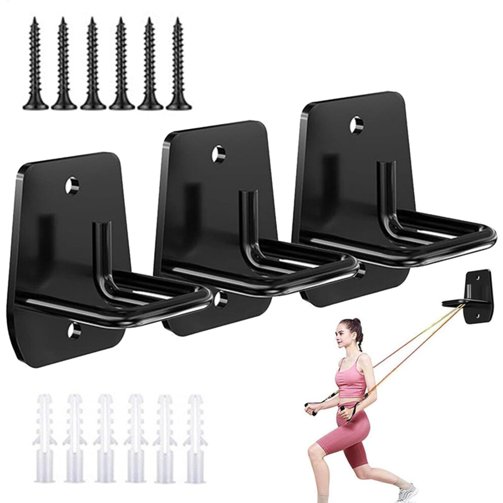 Wall Mounted Resistance Band Holder,Workout Hooks for Strength Training Space Saving | 3X Home Gym Hook for Exercise, Gym Attachment for Home Fitness