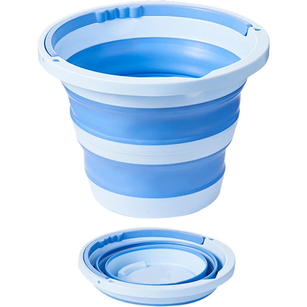 (Blue) Foldable Bucket, Portable Fishing Water Bucket, with Handle, Picnic Fishing Bucket, 6L Household Water Container, Portable Fishing Water Bucket,