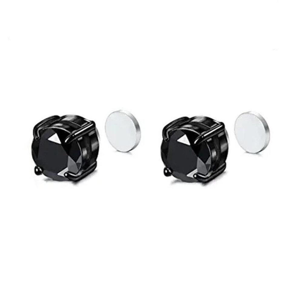 (black, 8MM 1 Pair) 1 Pairs Crystal Strong Magnetic Ear Stud Clip Earrings for Men Women Punk Round Zircon Magnet Earrings Non Piercing Jewelry