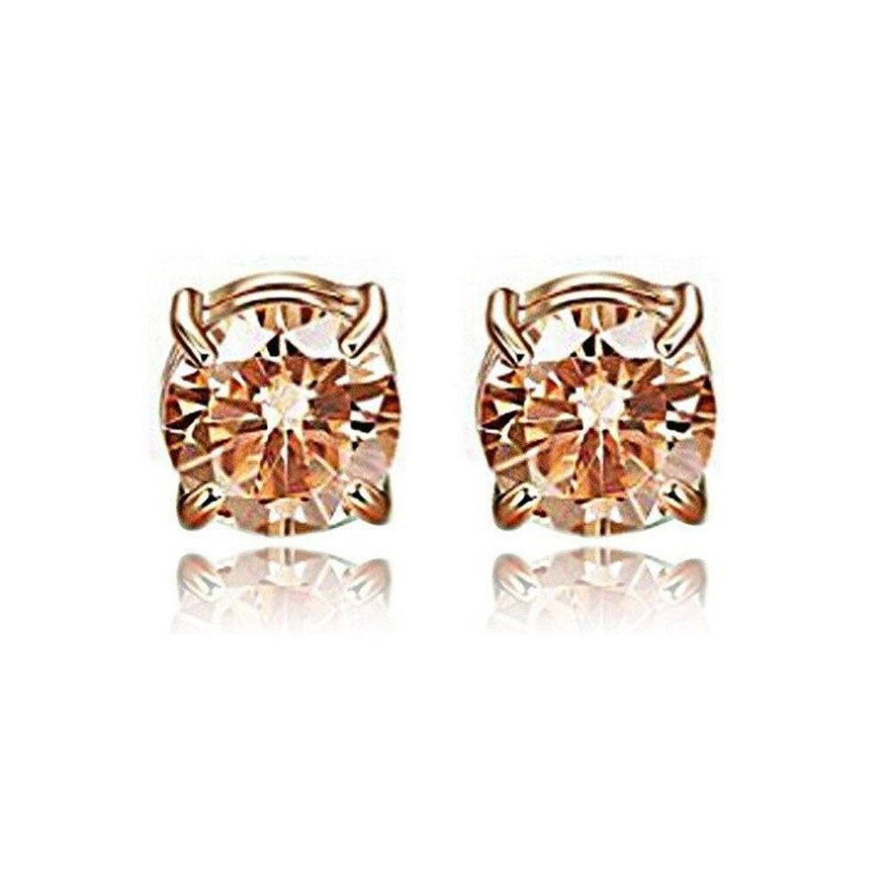 (rose gold, 8MM 1 Pair) 1 Pairs Crystal Strong Magnetic Ear Stud Clip Earrings For Men Women Punk Round Zircon Magnet Earrings Non Piercing Jewelry