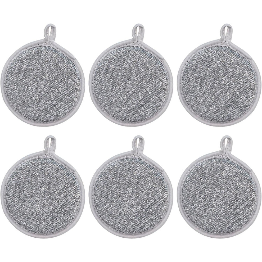 Kitchen Washing Sponges, Hanging Scouring Pads Made of Steel Wire, Pack of 6 Multifunctional Kitchen Sponges, Reusable Dish Rinse Cleaning Sponges