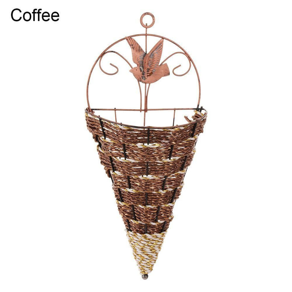 (coffee) Handcraft Storage Container Succulent Plant Flower Basket Hanging Basket Rattan Garden Decoration