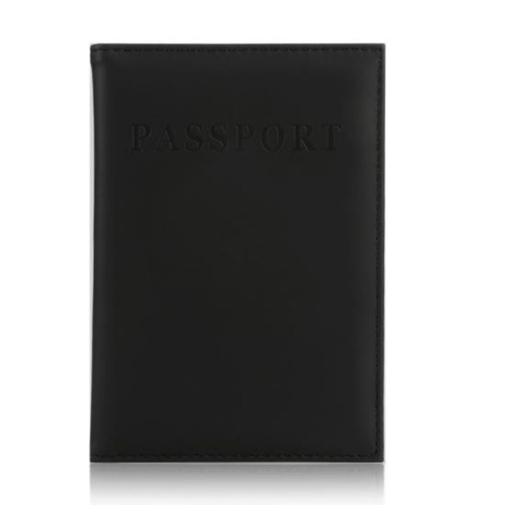 (black) Travel Passport ID Card Cover Holder Case Faux Leather Protector Skin Organizer