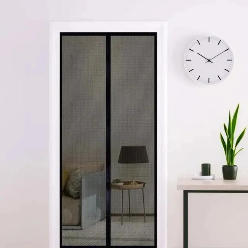 (black, 100 x 210cm) No Punching Magnetic Screen Door Curtain Mesh Anti Mosquito Insect Fly Bug Automatic Closing Household Ventilation Door Curtain