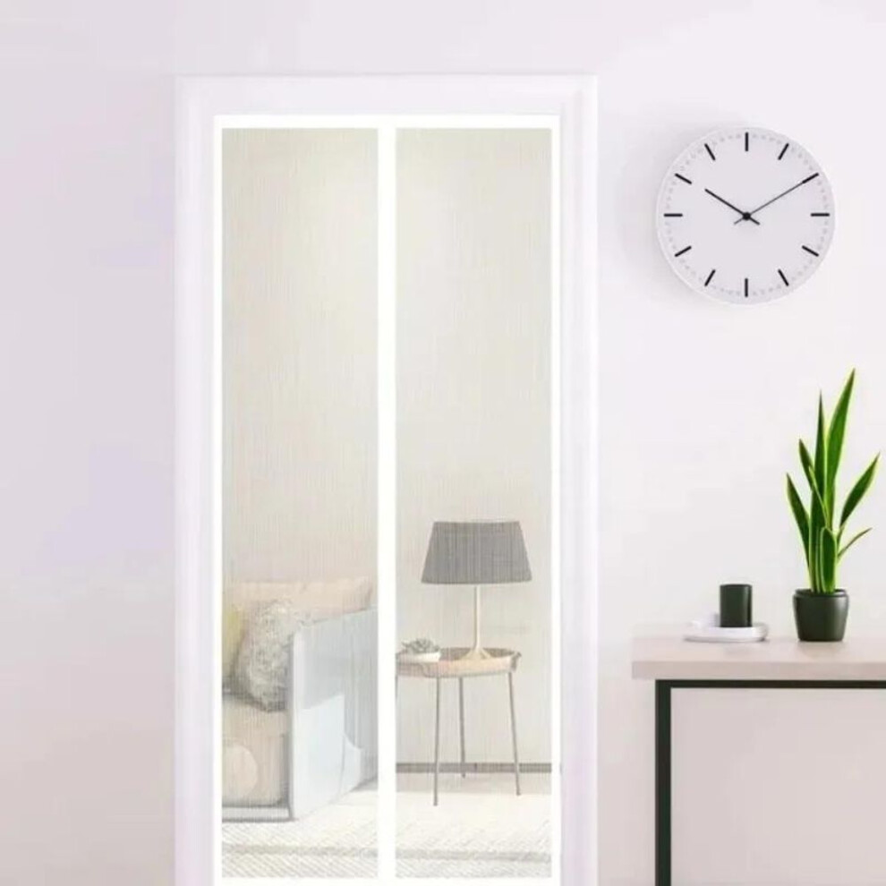 (white, 120x210cm) No Punching Magnetic Screen Door Curtain Mesh Anti Mosquito Insect Fly Bug Automatic Closing Household Ventilation Door Curtain