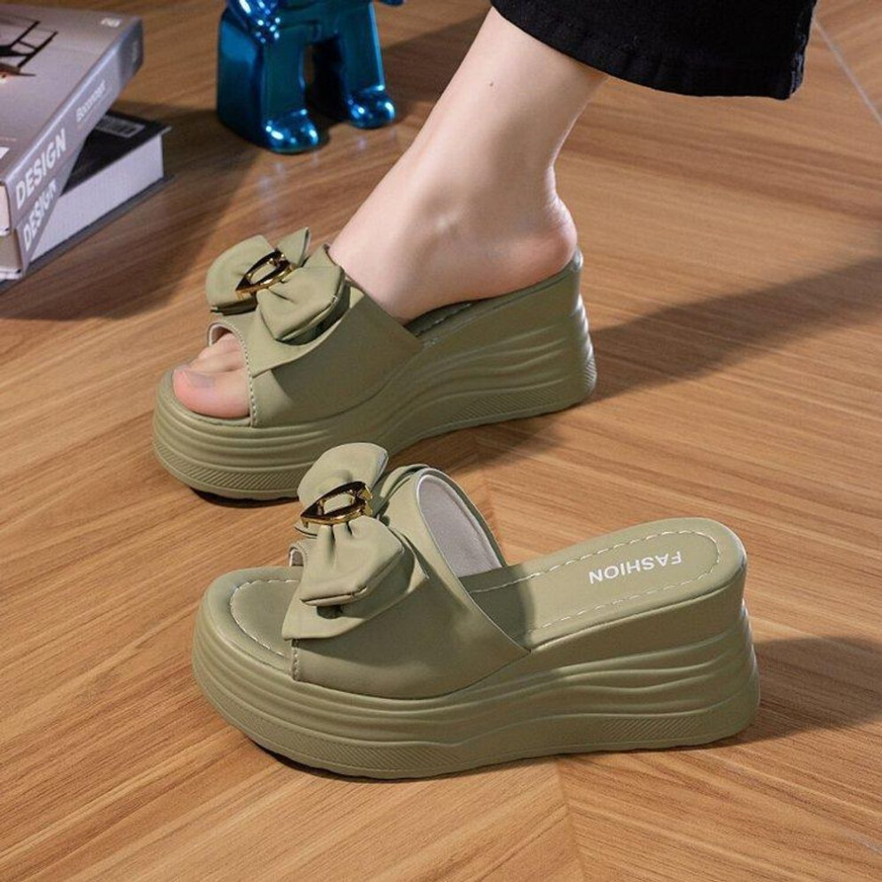(green, 36) Women Fashion Thick Sole Home Platform Slippers Summer Clogs Non Slip Elevated Slides Shoes damen Thick-soled Flip Flops Sandals