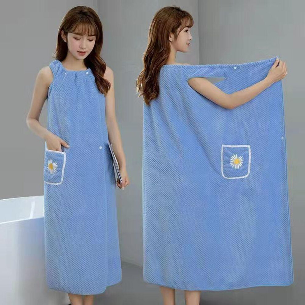(light blue, 100*130cm) Summer Bath Skirt Robe for Women Soft Towel Wrap