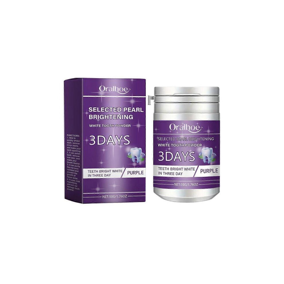 Purple (2Pcs) 3 Days Teeth Whitening Powder, Teeth Restoration Mineral Powder, Toothpaste Power, Strengthening Teeth And Gums, Fresh Breath, Mint Flav