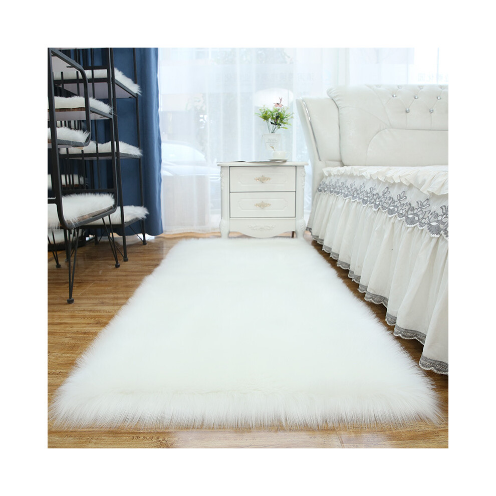 (white, 60*120) Bedroom carpet, plush blanket, home hotel room, living room floor mat, imitation wool