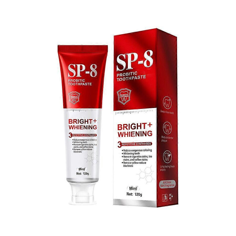 (1pcs) SP- 8 Probiotic Whitening Toothpaste for Teeth Whitening/Brightening & Fresh Breath, 8 Probiotics Formula for Gum Health, Fluoride-Free, Minty
