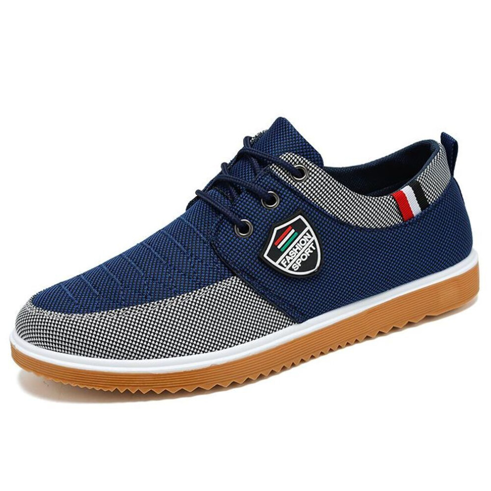 (blue, 44) New Men's Canvas Shoes Lightweight Sports Shoe Casual Mesh Breathable Vulcanized Shoes for Men Classic Fashion Lace Up Work Shoe