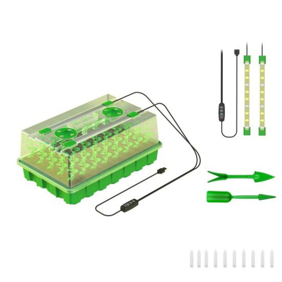 (1pc A) Yousheng Plant Starter Tray with Timed Full Spectrum Grow Light Moisture Control Indoor Mini Greenhouse Plant Germination Trays Kit