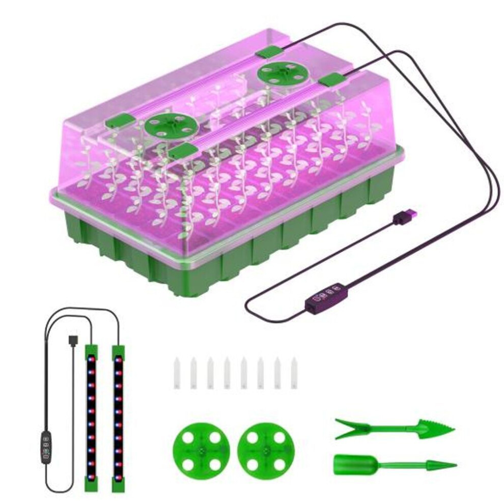 (1pc B) Yousheng Plant Starter Tray with Timed Full Spectrum Grow Light Moisture Control Indoor Mini Greenhouse Plant Germination Trays Kit