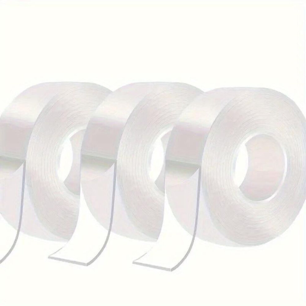 (as the picture, 3 rolls per pack) 3pcs Strong Adhesive Double-sided Nano Tape - Transparent, Washable Reusable, Perfect For Posters, Pictures, Home & Office Decor, Easy No-mark Rem
