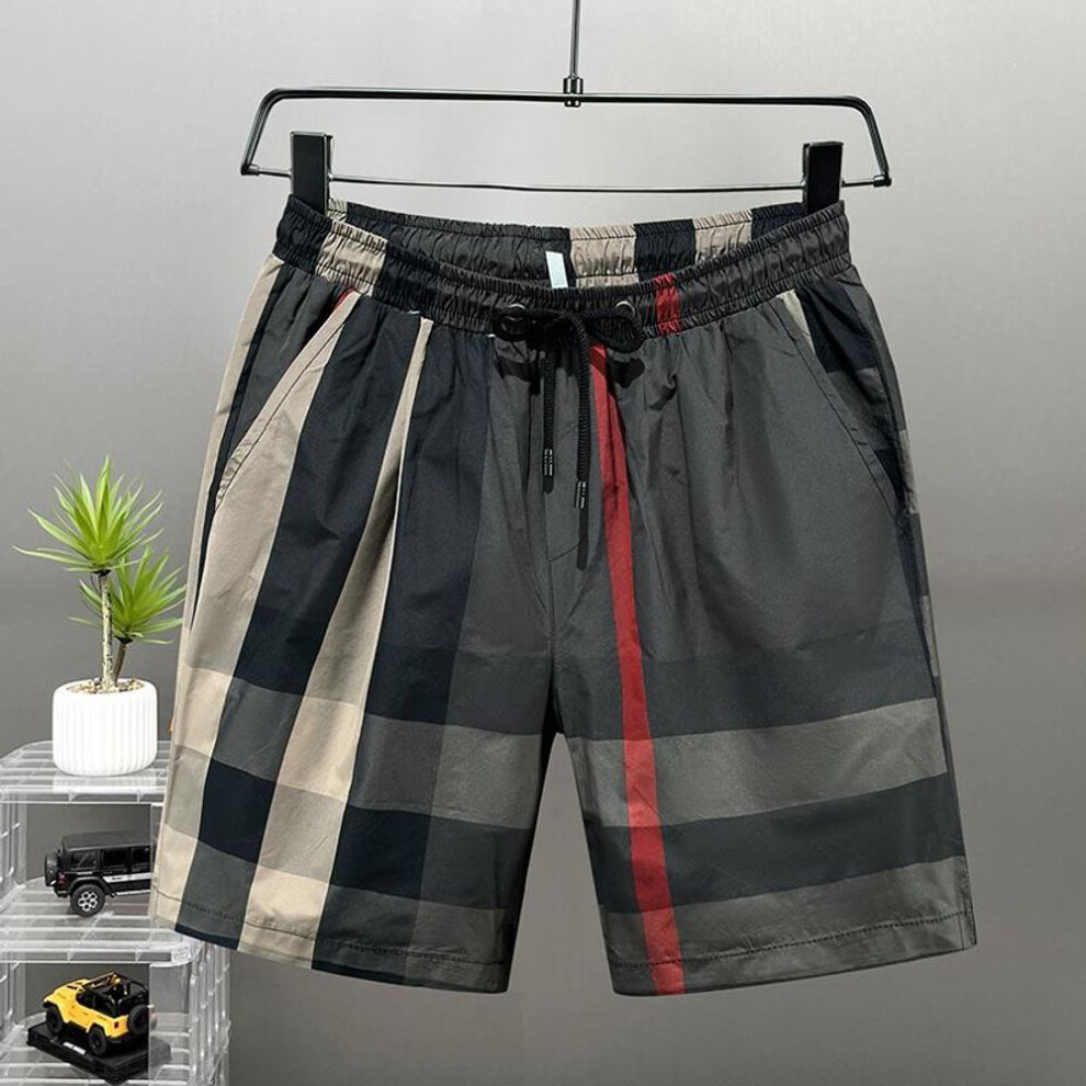 (black, 5XL(80kg-87kg)) Plus Size Summer Casual Shorts Men Vintage Clothes Elastic Waist Summer Shorts
