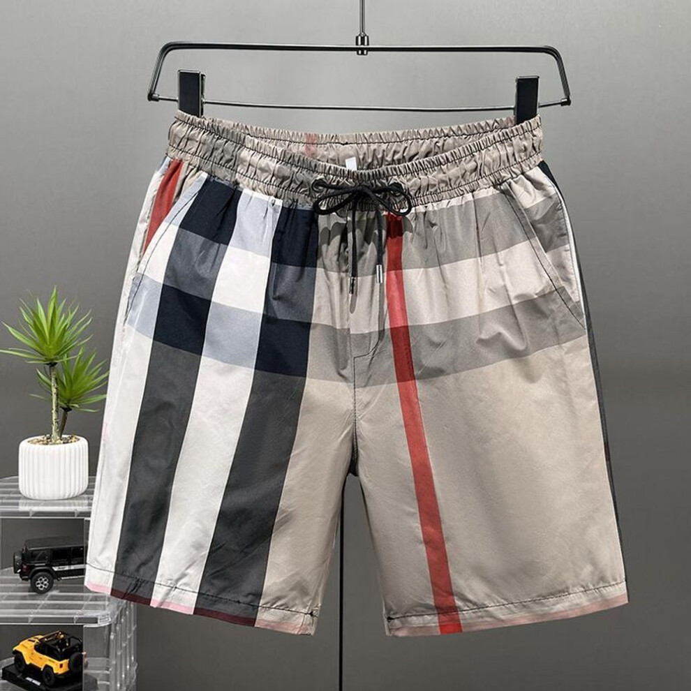 (khaki, M(40kg-45kg)) Plus Size Summer Casual Shorts Men Vintage Clothes Elastic Waist Summer Shorts