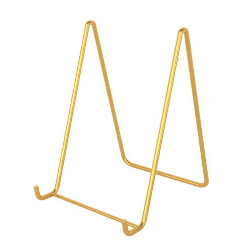 (golden, M) Metal Storage Rack Photo Frame Display Holder High Stability Triangular Design Not Easily Deformed Desk Storage Holder