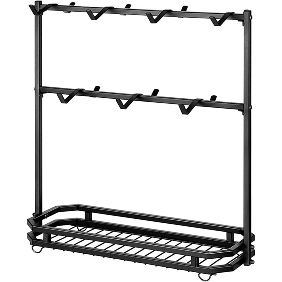 Coffee Cup Stand, Coffee Mug Holder for Worktop, Cup Organiser, Coffee Mug Holder with Storage Base, 2-Tier Cup Rack with 14 Hooks, Coffee Cup Holder