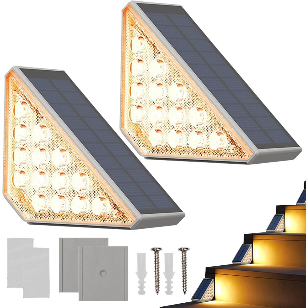 Outdoor Step Lights - Waterproof Stair Lamp - Outdoor Waterproof Auto On Off Triangle-Shaped Solar Stair Lights for Patio, Yard, Porch