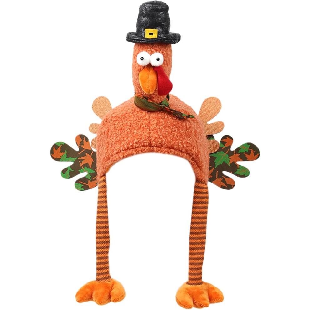 (Black) Turkey Hat Headgear | Chicken Hat Costume Holiday Parties Decoration | Thanksgiving Decorations, Cartoon Plush Turkey Hat For Thanksgiving Hol Black