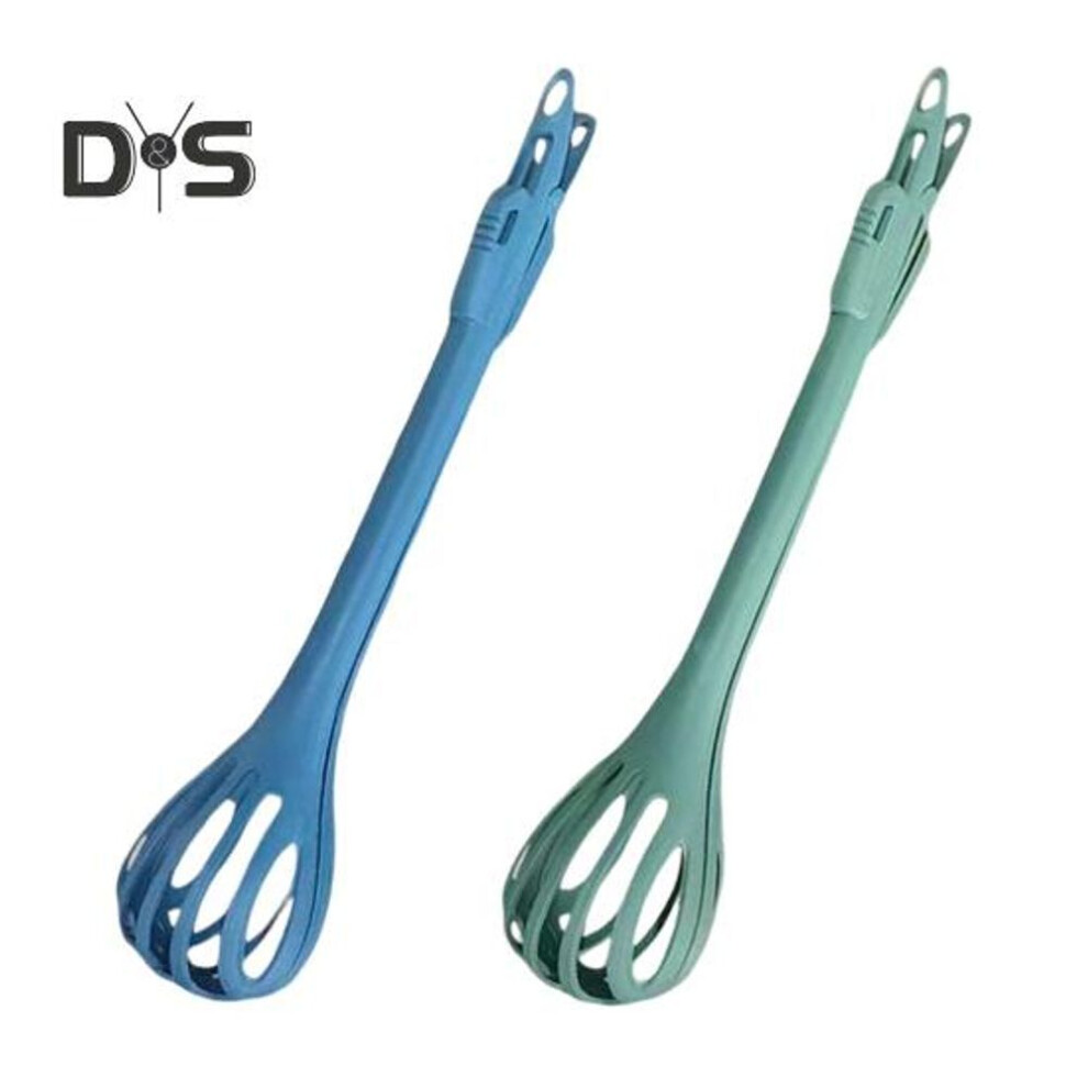 (blue,green) Multifunctional Kitchen Tongs Egg Beater Food Clip Whisk for Cooking Mixing Salad Mixer Bread Clip Handheld Blender 2-in-1 Grab Spoon