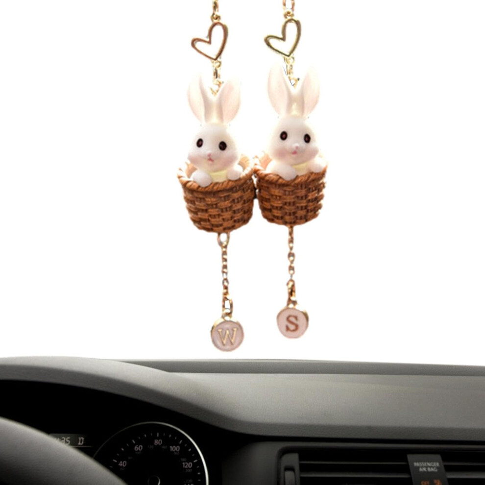 (Letter) Animal Car Ornament | Swinging Rabbit Ornament For Auto,Rear View Accessories Ornament For Car, Convertible Car, Truck