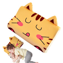 (Cat Cat) Toddler Pillow Cartoon | Slow Rebound Comfortable Velvet Cute Girl Pillows - Animal Pattern Sponge Neck Cushion For Children's Cervical Guard