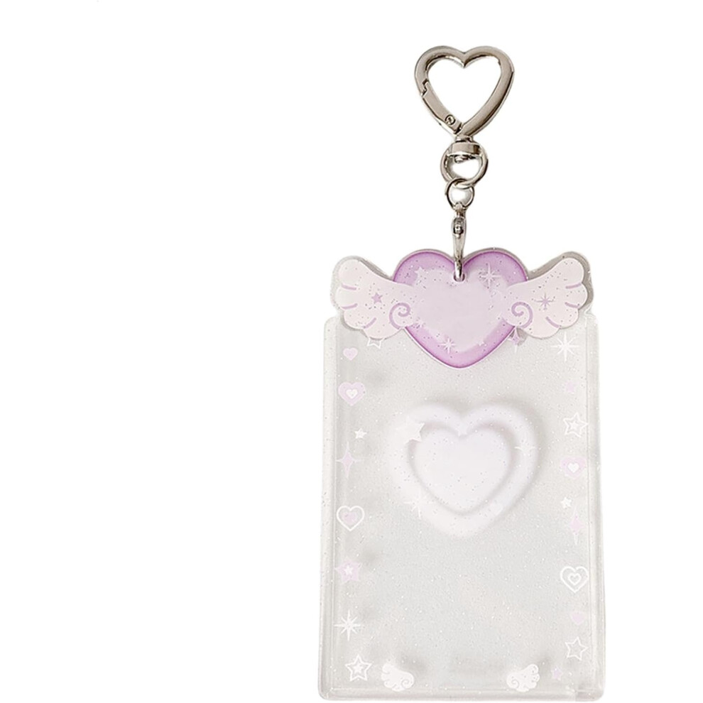 Photo Card Holder Key Chain, Photo Card Holder - Photo Card Case Sleeves, Acrylic Cute Student Card Holder for Girls, Teenagers, Adults, Children and