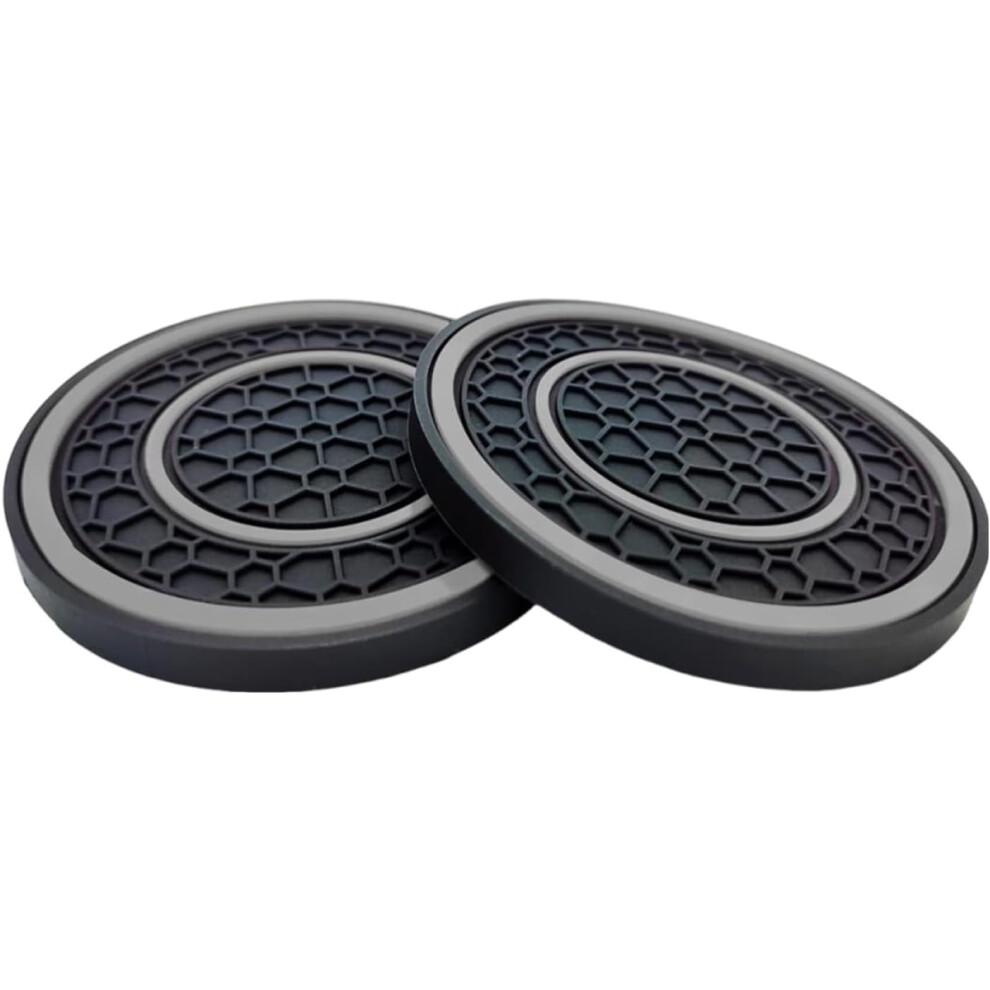 (Grey) Coasters For Car - 2X Car Drink Coaster - Washable Waterproof Non-Slip Mat Pad Cover For Road Trips Off-Roading Driving Teen Drivers Grey