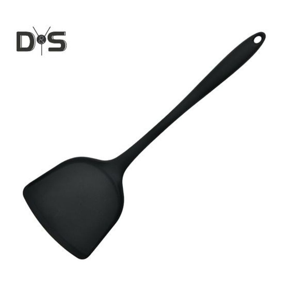 (black) Anti-deformed Frying Spatula Non-stick Practical Silicone Chinese Spatula Kitchenware