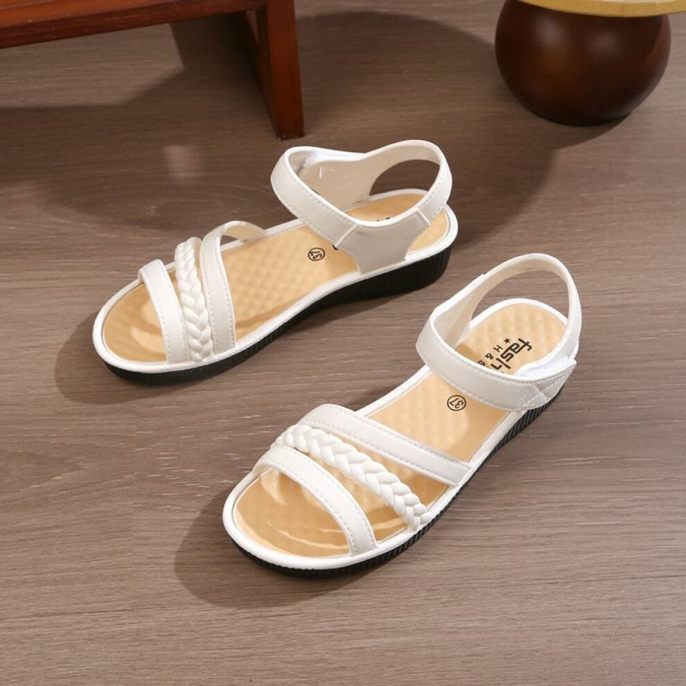 (beige, 38) Casual And Stylish Wedge Heel Outdoor Sandals For Moms With Soft Material And Non-slip Sole
