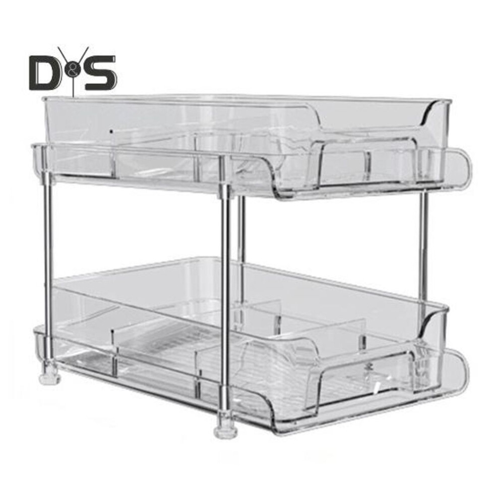(clear) Transparent Cosmetic Storage Shelf Simple Installation Multi-purpose Clear Cabinet Organizer Pull-out Display Rack