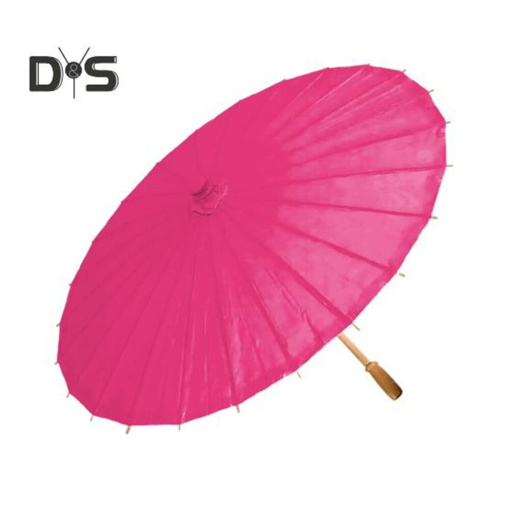 (rose red, 40cm) 20/30/40/60/85cm Colorful Paper Umbrella Chinese Style Diy Crafts Decorative Oil-paper Painting Umbrella Bamboo Handle Oriental Parasol Party Favors