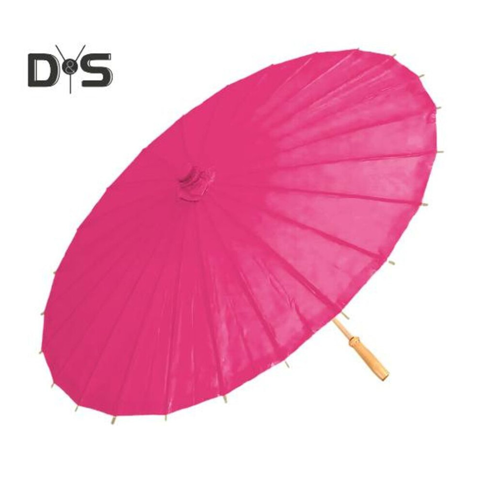 (rose red, 60cm) 20/30/40/60/85cm Colorful Paper Umbrella Chinese Style Diy Crafts Decorative Oil-paper Painting Umbrella Bamboo Handle Oriental Parasol Party Favors