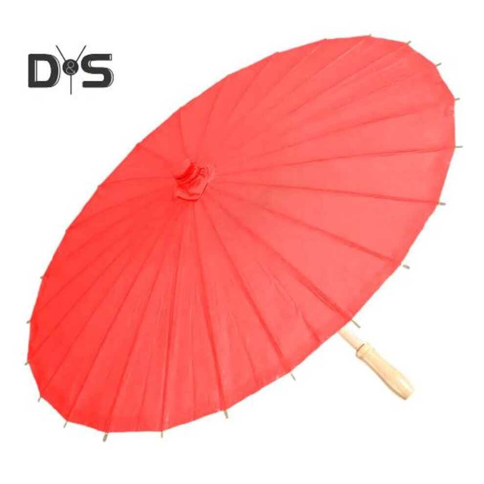 (red, 85cm) 20/30/40/60/85cm Colorful Paper Umbrella Chinese Style Diy Crafts Decorative Oil-paper Painting Umbrella Bamboo Handle Oriental Parasol Party Favors