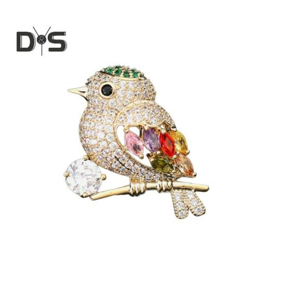 (as the picture, B) Plum Blossom Brooch Rhinestone Decor Bird Shape Formal Suit Coat Collar Hat Scarf Clothes Pin Prom Party Garment Jewelry
