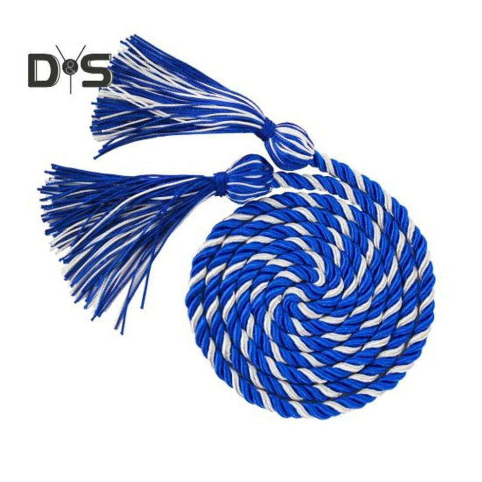 (royal blue) Graduation Honour Rope Hanger Thick Twisted Rope with Tassel 1.7m Length Color-Blocking Tight Knitting Bachelors Master Honour Rope for Graduation