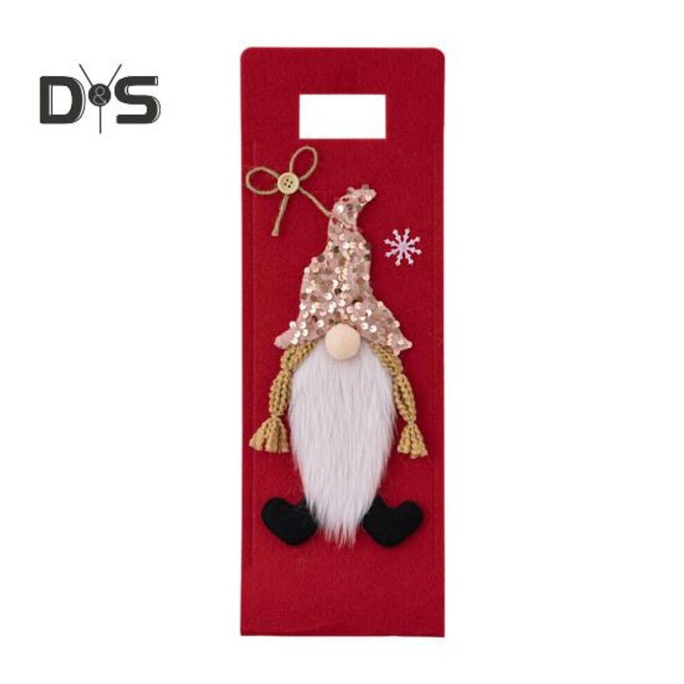(pink) Christmas Wine Bottle Covers Gnome Bottle Sleeve Red Wine Champagne Beer Bottles Bag Christmas Table Decoration