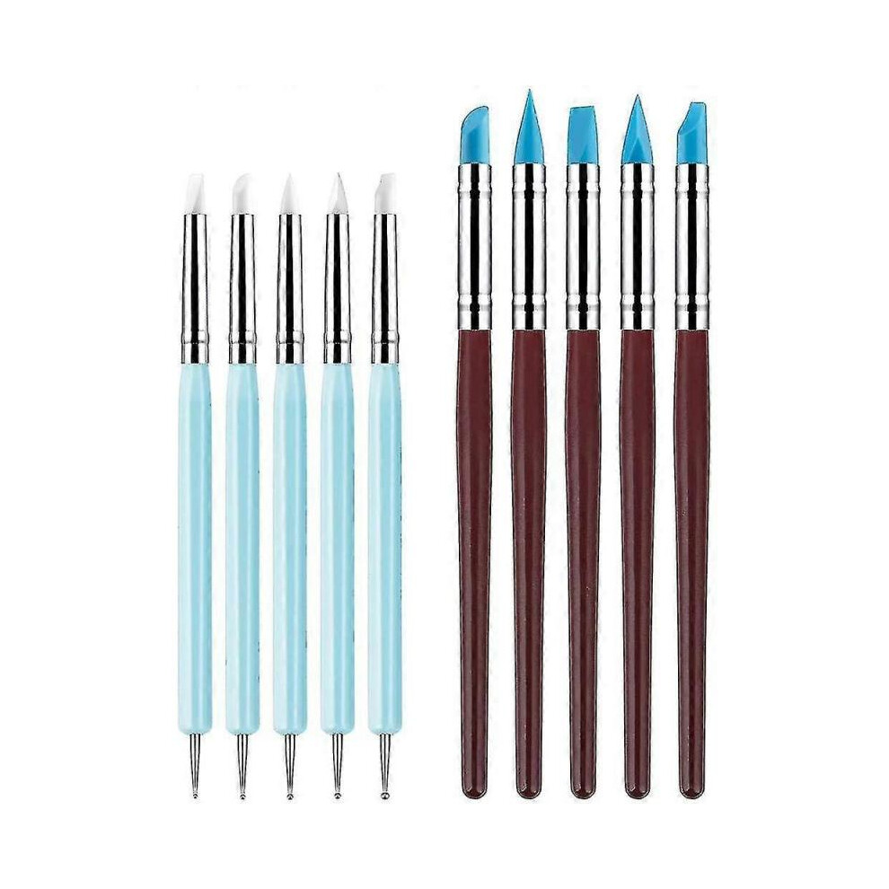 10x Silicone Rubber Clay Sculpting Tools - Silicone Rubber Paintbrush And Modeling Ball Dotting Tool for Pottery Craft