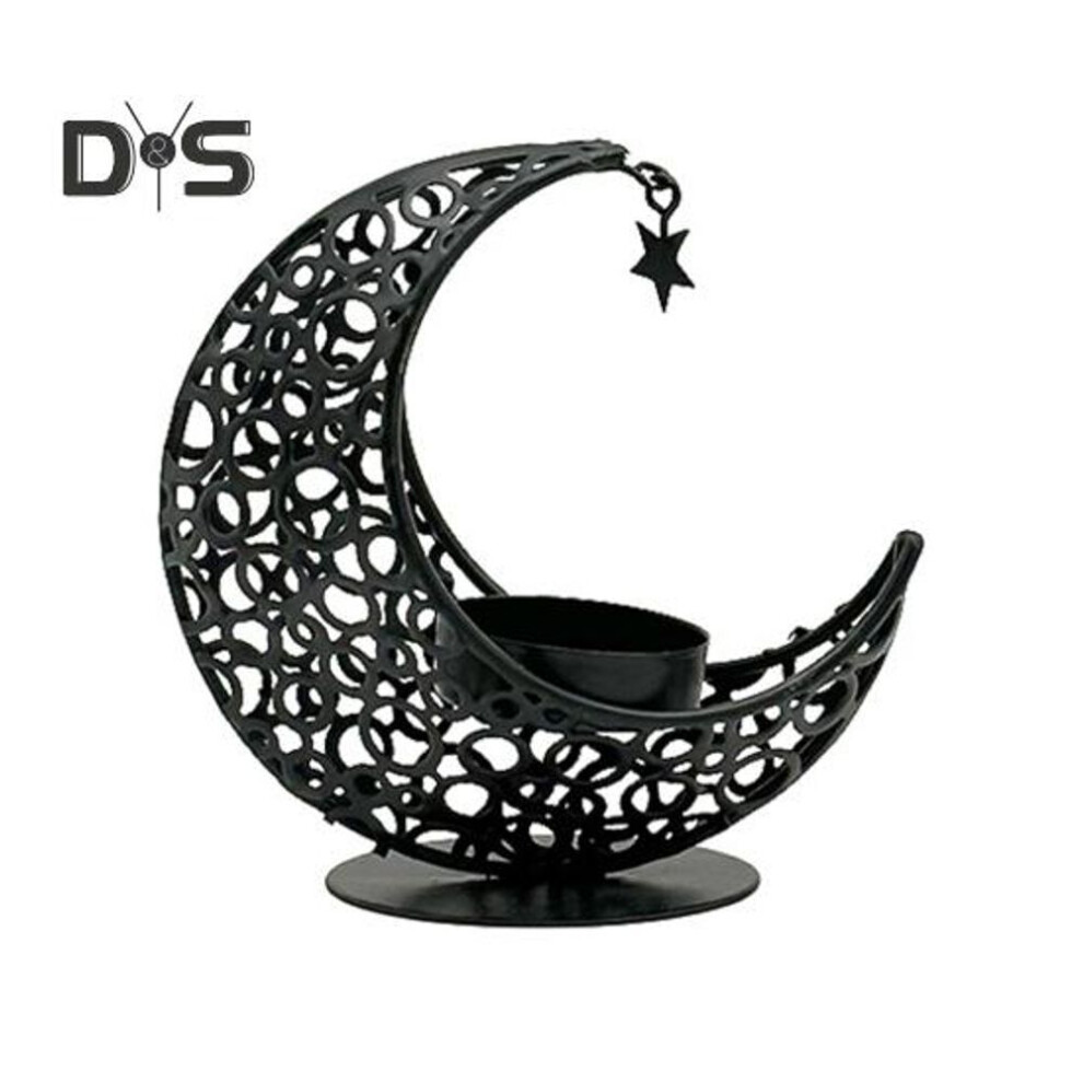 (black) Crescent Moon Candle Holder Metal Star Moon Tea Light Candle Holder Tabletop Decor Candle Cup For Wedding Party Centerpiece