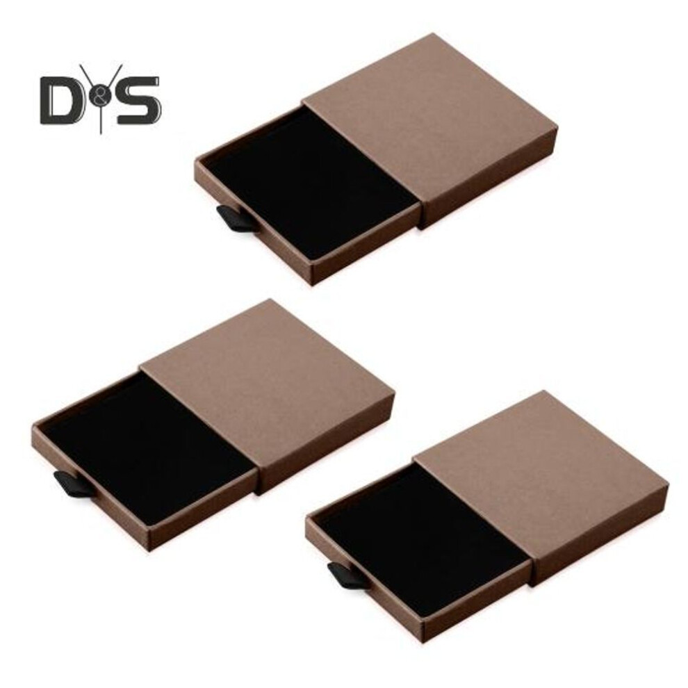 (grey) 3pcs Cardboard Jewelry Boxes Drawer Type Lightweight Portable Jewelry Organizer Box For Bracelets Earrings Necklaces